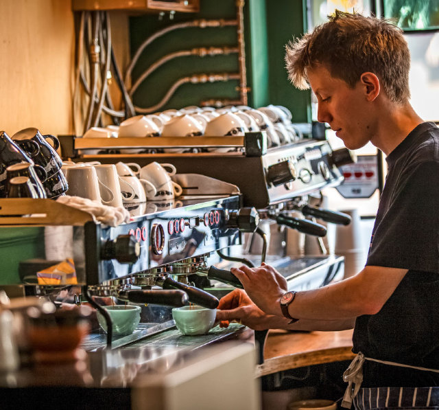 Barrista making coffee